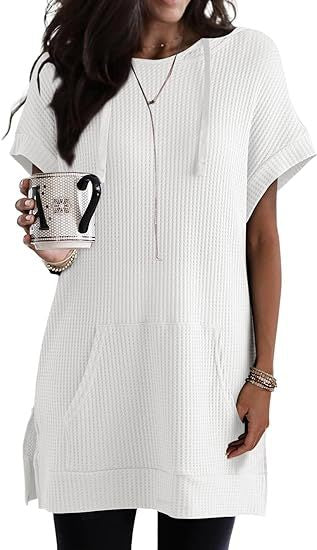 Damen lässiges Hoodie-Kleid mit praktischer Kängurutasche und Relaxed-Fit WW