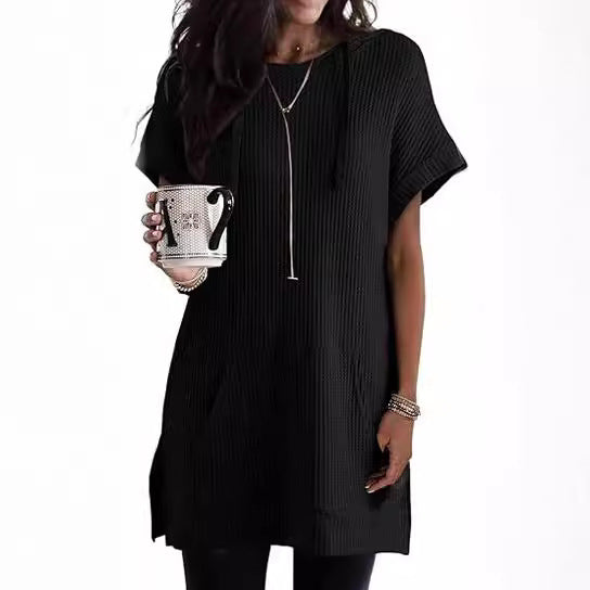 Damen lässiges Hoodie-Kleid mit praktischer Kängurutasche und Relaxed-Fit WW