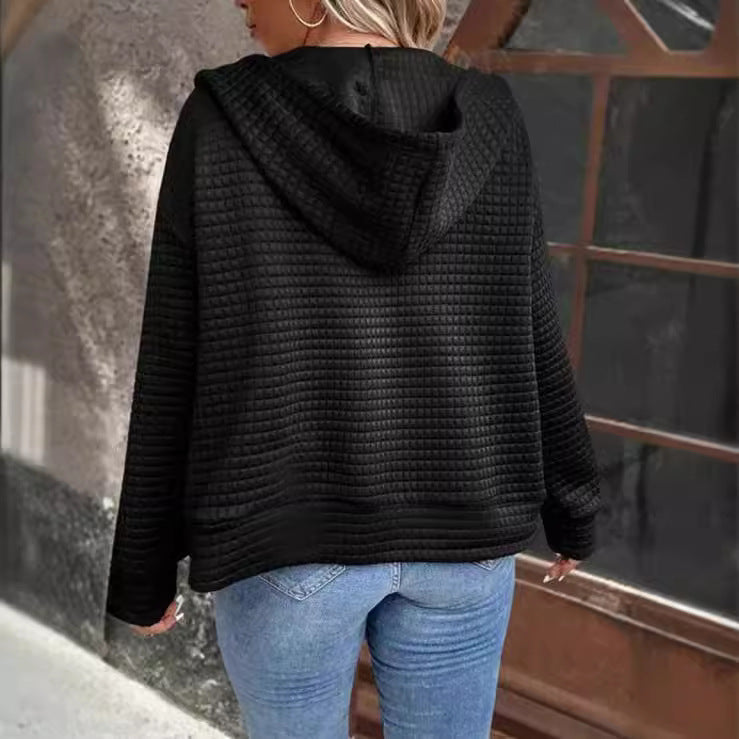 Damen gemütliche Kapuzenjacke aus strukturiertem Material WW