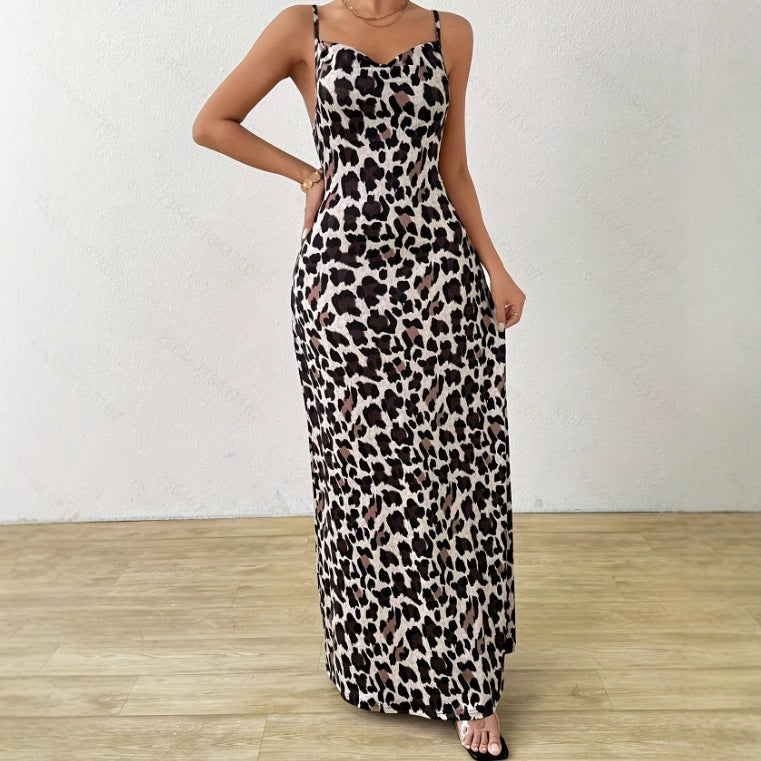 Damen Maxikleid Leopard Druck - Dísella