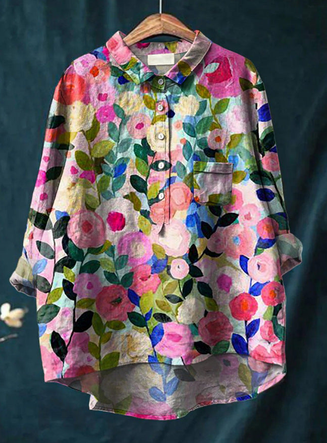 Klassische Damen Bluse mit Blumenmuster