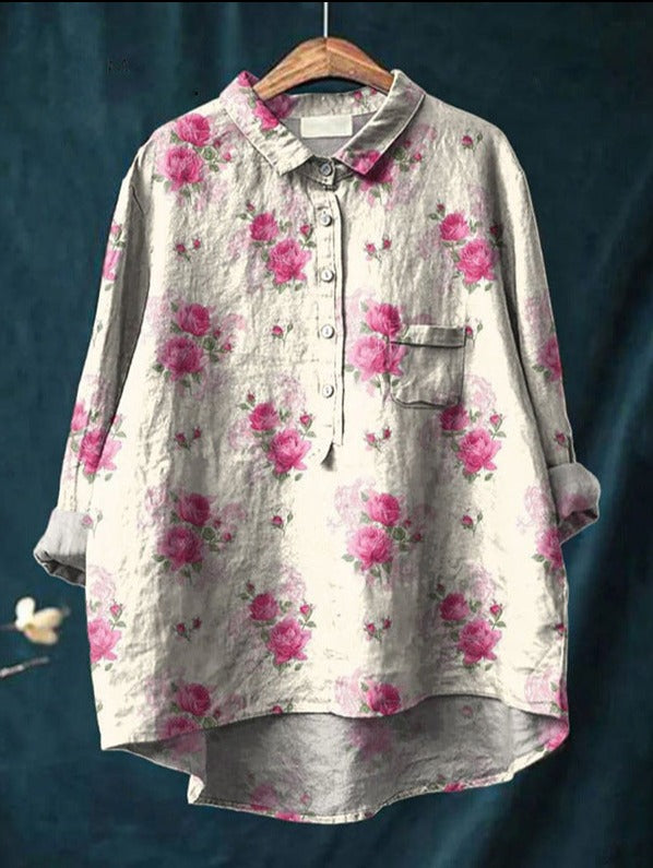 Klassische Damen Bluse mit Blumenmuster