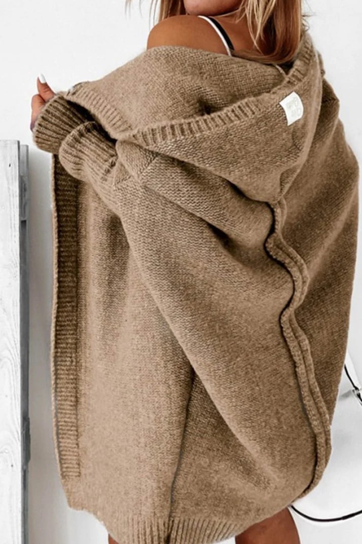 WW | Stilvolle Übergröße Kapuzenpulli Strickjacke