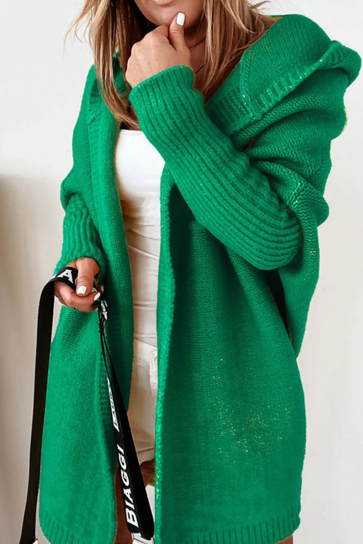WW | Stilvolle Übergröße Kapuzenpulli Strickjacke