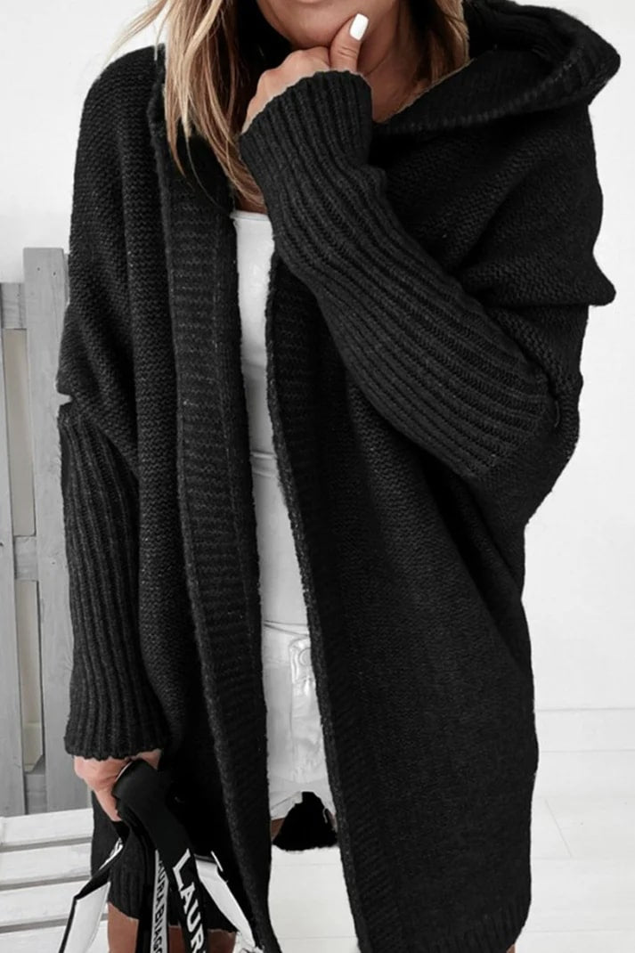 WW | Stilvolle Übergröße Kapuzenpulli Strickjacke