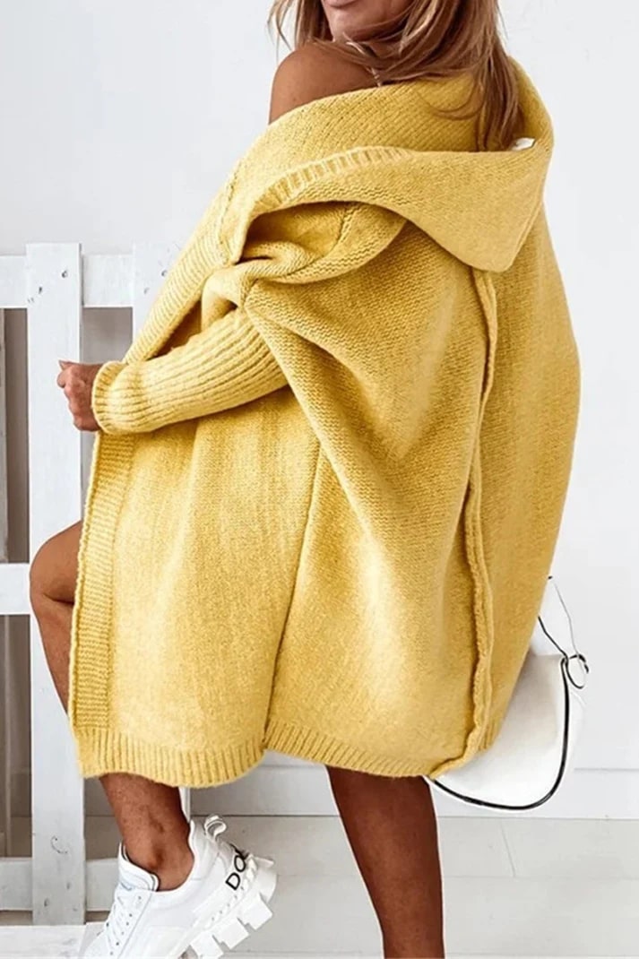 WW | Stilvolle Übergröße Kapuzenpulli Strickjacke