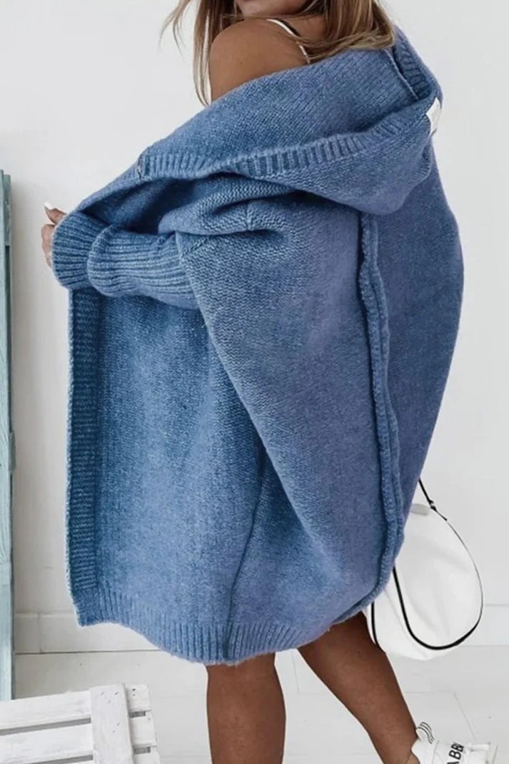 WW | Stilvolle Übergröße Kapuzenpulli Strickjacke