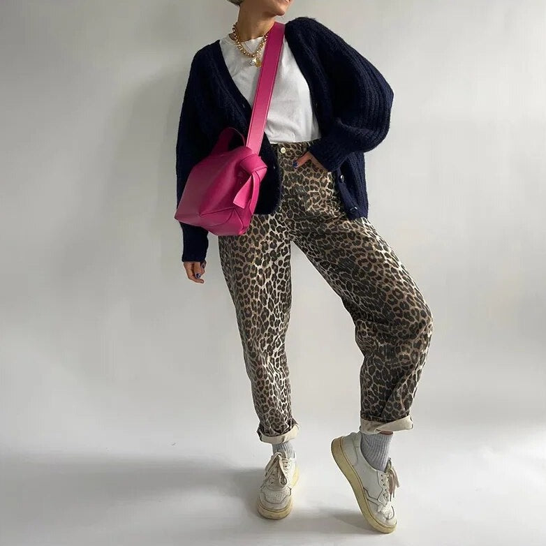 Damenhose Mit Leopardenmuster | Hohe Taille