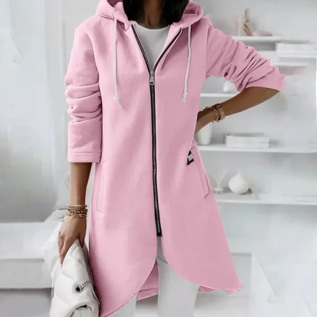 WW | Kapuzenstrickjacke mit geschwungenem Saum
