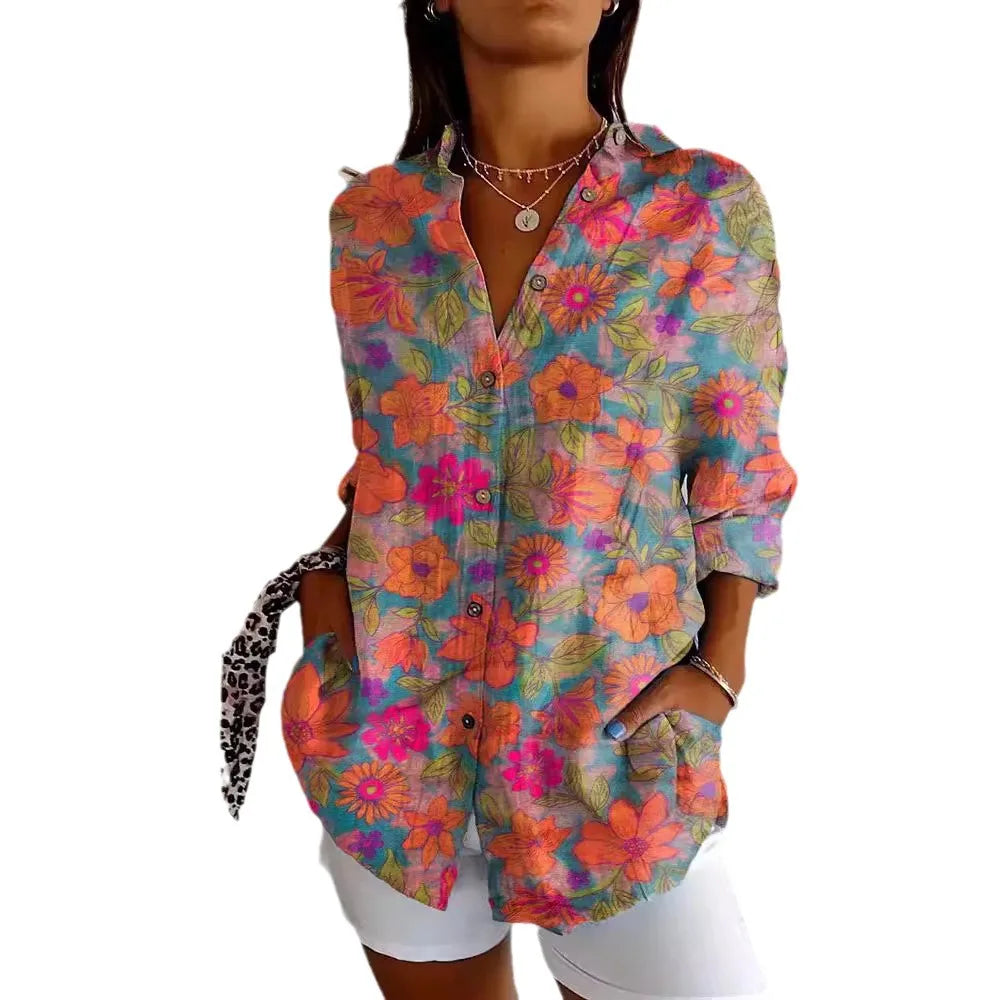 Damen Bedrucken Button Down Hemd | Langarm
