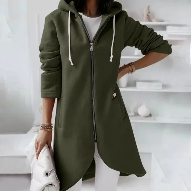 WW | Kapuzenstrickjacke mit geschwungenem Saum