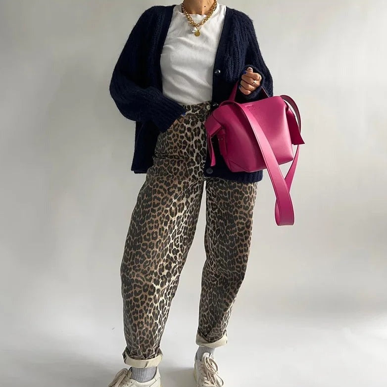 Damenhose Mit Leopardenmuster | Hohe Taille
