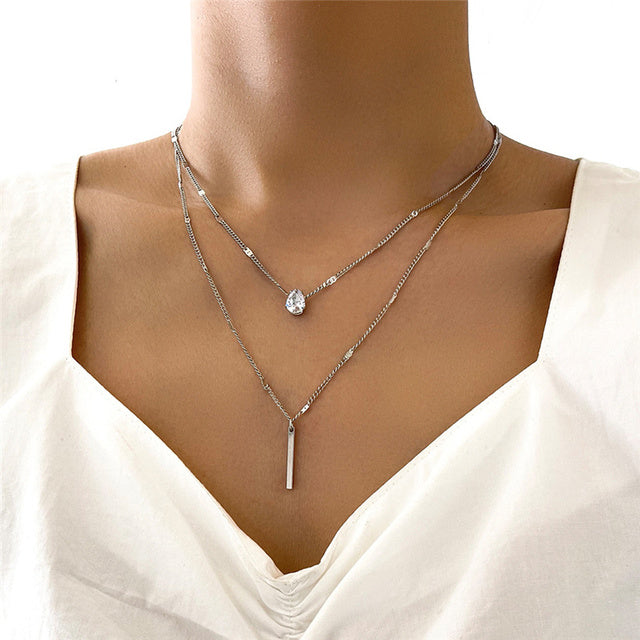 Hals Glitzer | Gold-Anhänger Halskette Set Vintage-Schmuck