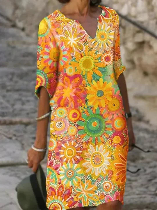 Sonniges - blumenkleid: strahlendes muster, bequeme passform