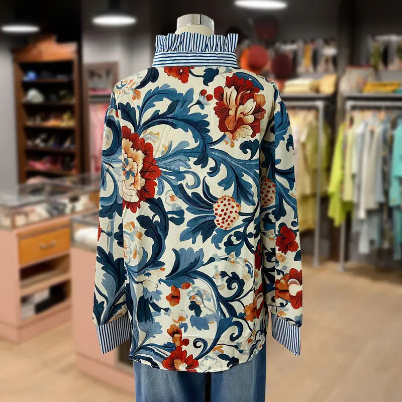 Vintage Blumen Damen Bluse