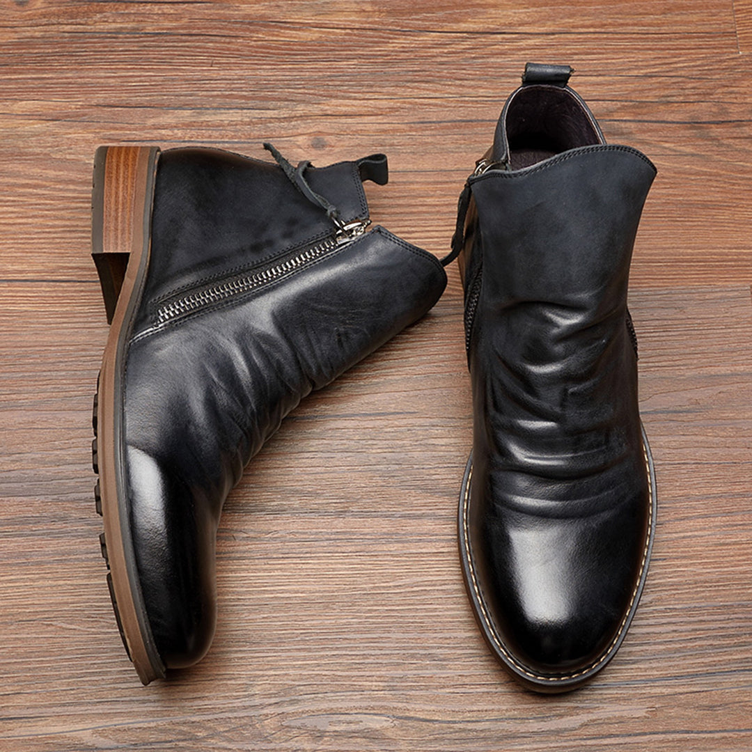 Robuste Herren-Stiefel aus Leder und Gummi - Wasserdicht und Langlebig