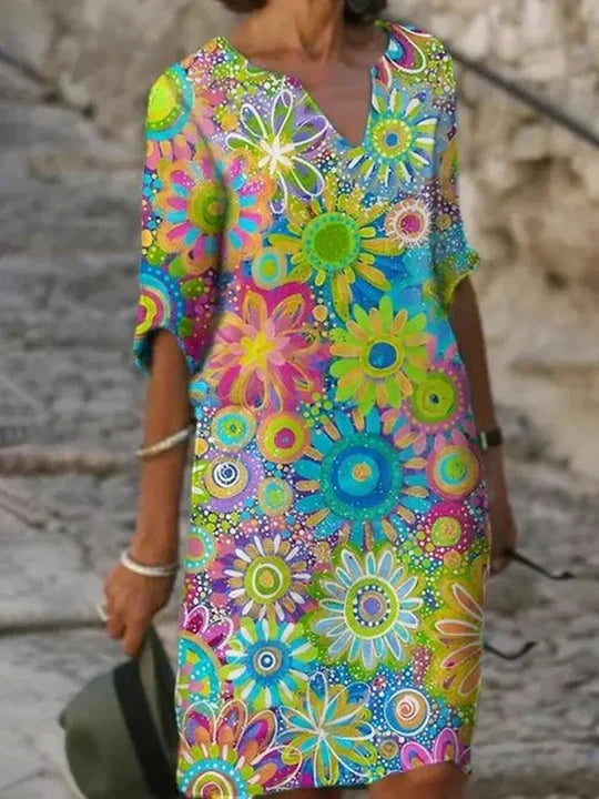 Sonniges - blumenkleid: strahlendes muster, bequeme passform