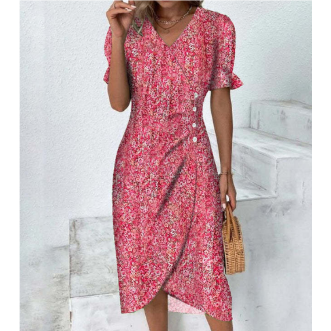 Wickelkleid Mit Blumenmuster Für Damen | Midi