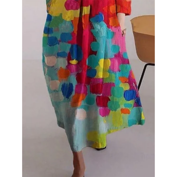 Sommerkleid Mit V Ausschnitt Und 3/4 Ärmeln Für Damen | Stilvoll