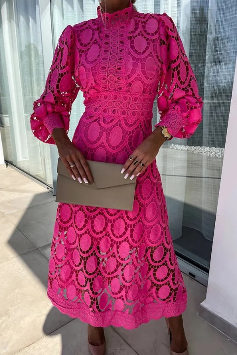 Rollkragenkleid Aus Spitze Für Damen | Midi