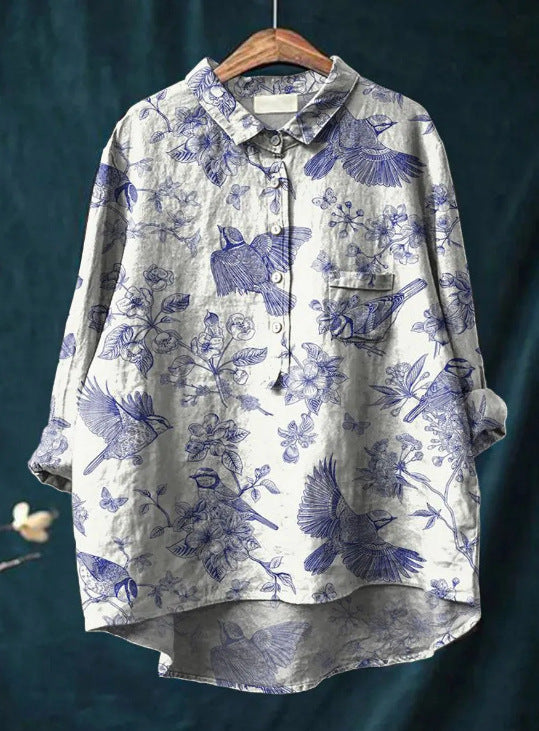 Klassische Damen Bluse mit Blumenmuster