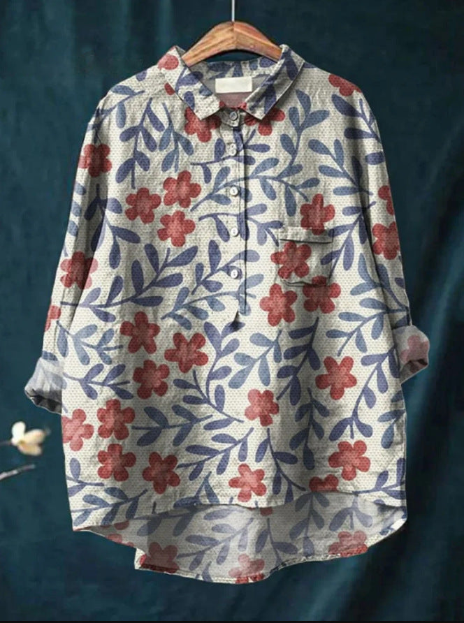 Klassische Damen Bluse mit Blumenmuster