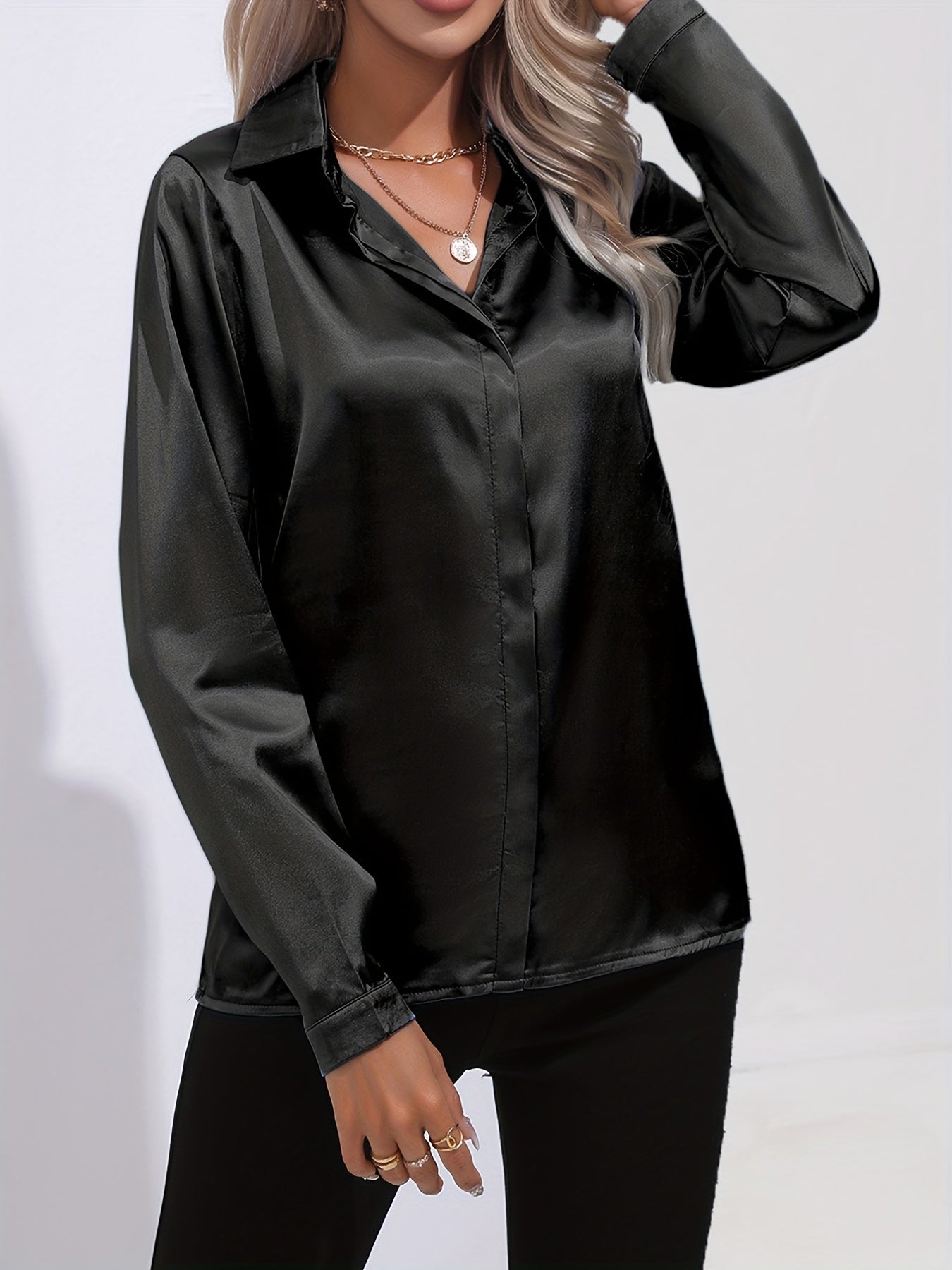 Melitta | Damen Elegante Satinbluse