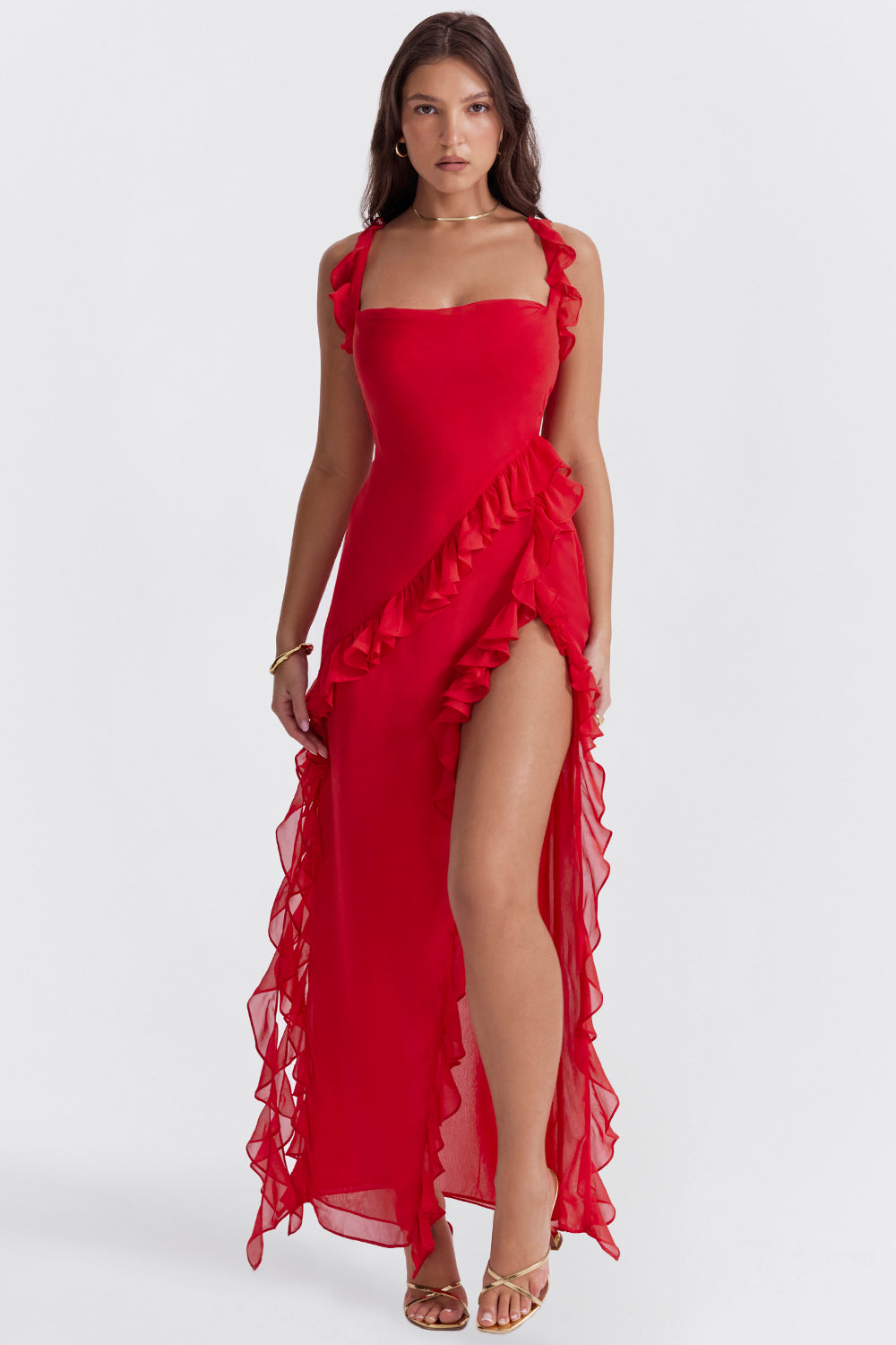 Damen Ärmelloses Maxikleid mit eckigem Ausschnitt für Sommer