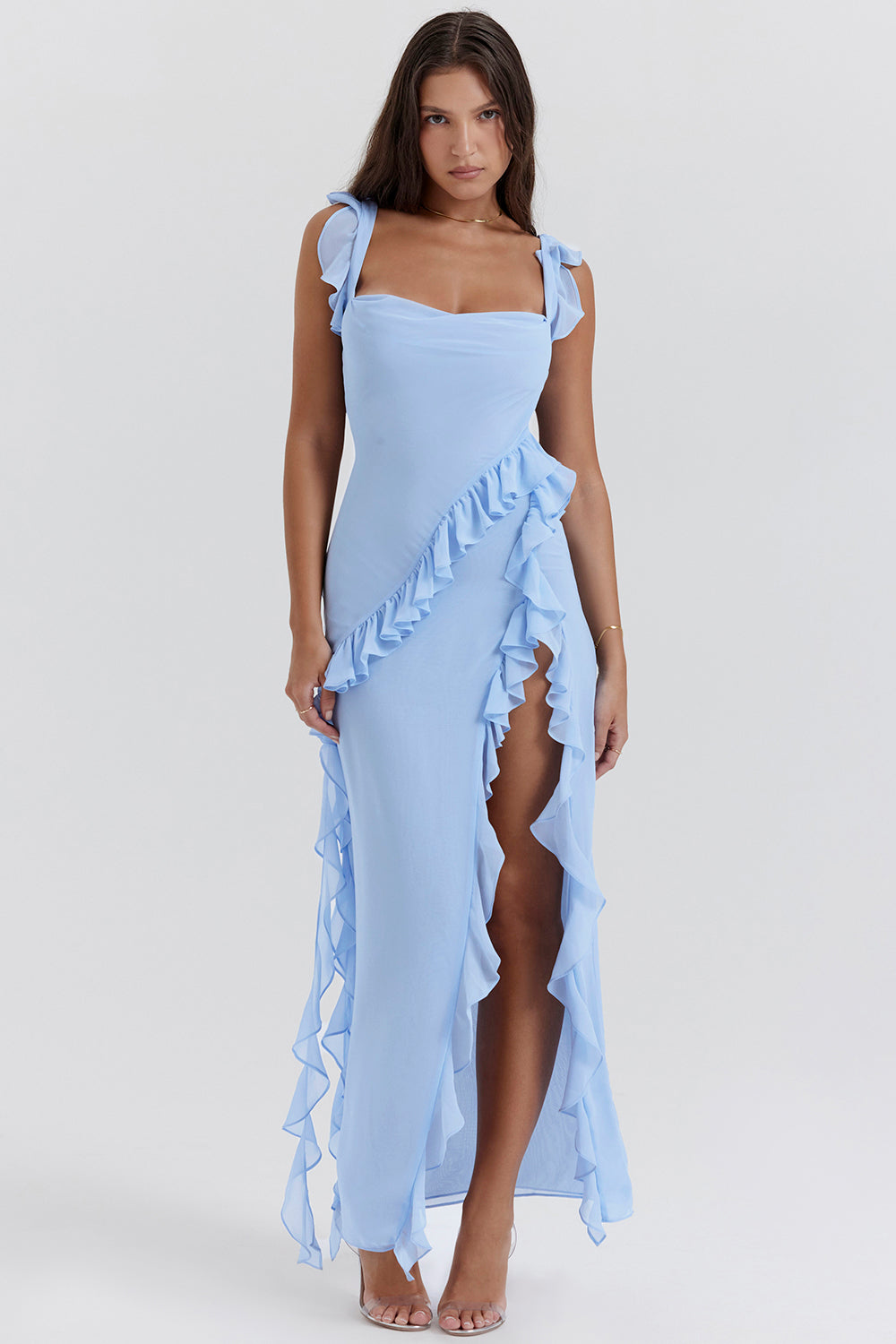 Damen Ärmelloses Maxikleid mit eckigem Ausschnitt für Sommer