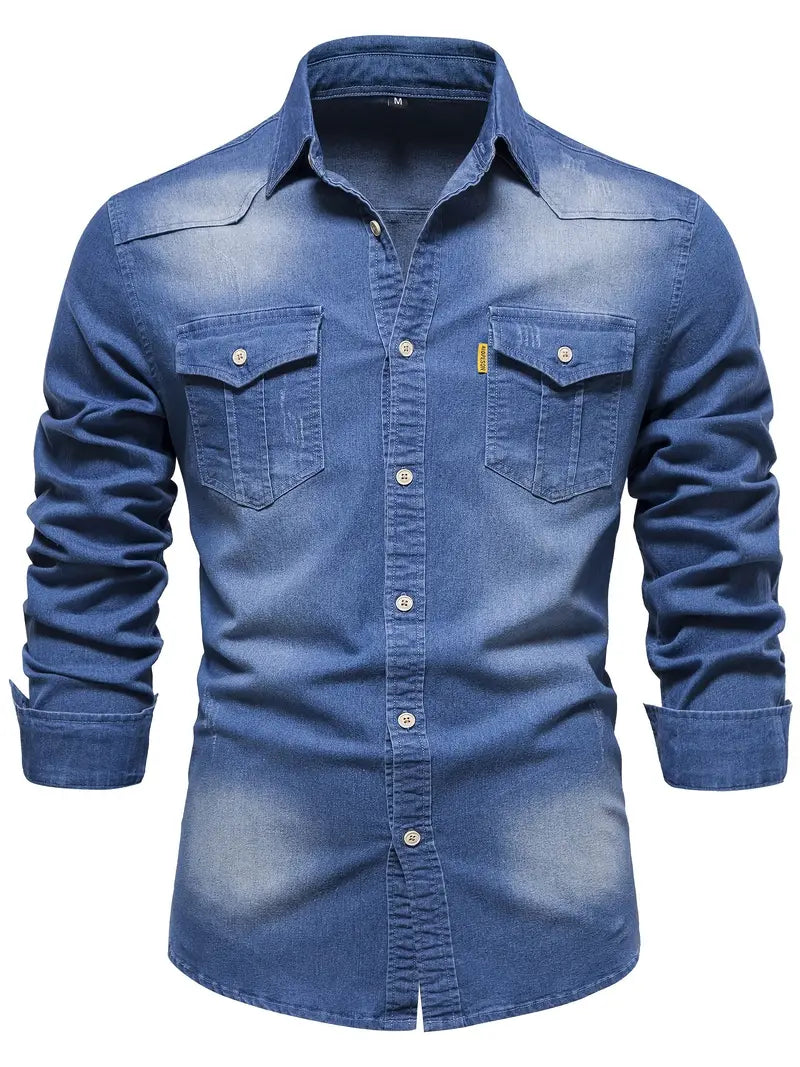 Elastisches Baumwoll-Denim-Hemd für Frühling 2025 - Logan