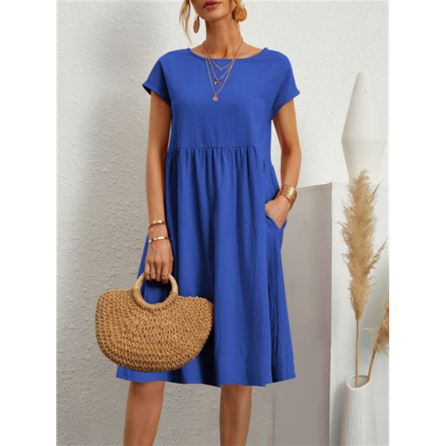 A-Linien Jersey Midi Kleid mit Kurzen Ärmeln für Sommer 2025 - Maxine Musthave