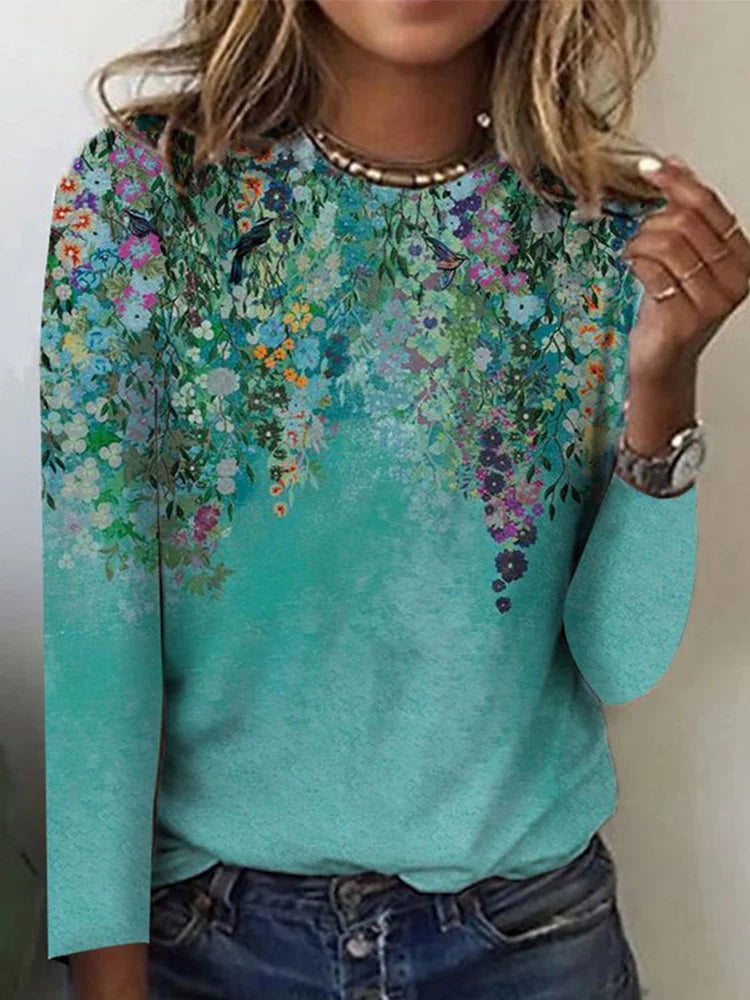 T-Shirt mit Blumenprint und kurzen Ärmeln – Liliane