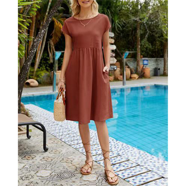 A-Linien Jersey Midi Kleid mit Kurzen Ärmeln für Sommer 2025 - Maxine Musthave