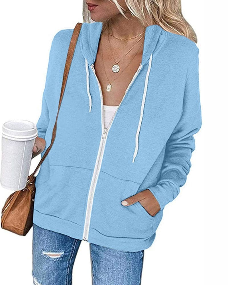 WW | Damen Schwarzer Zip-Kapuzenpulli