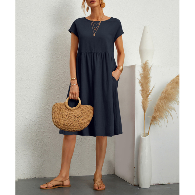 A-Linien Jersey Midi Kleid mit Kurzen Ärmeln für Sommer 2025 - Maxine Musthave