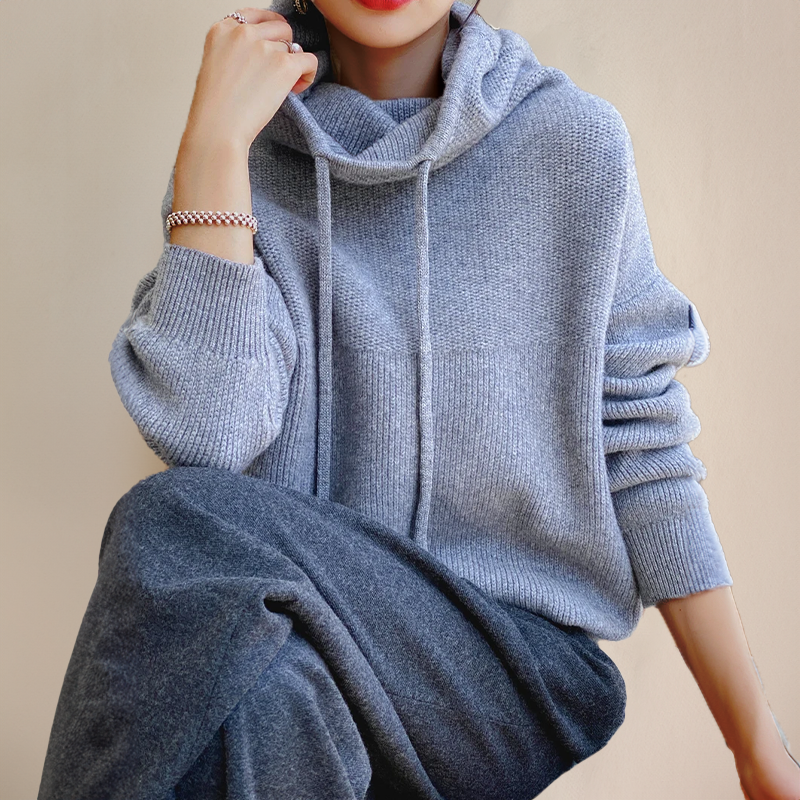 WW | Hoodie - oversized Damenpullover mit Stehkragen