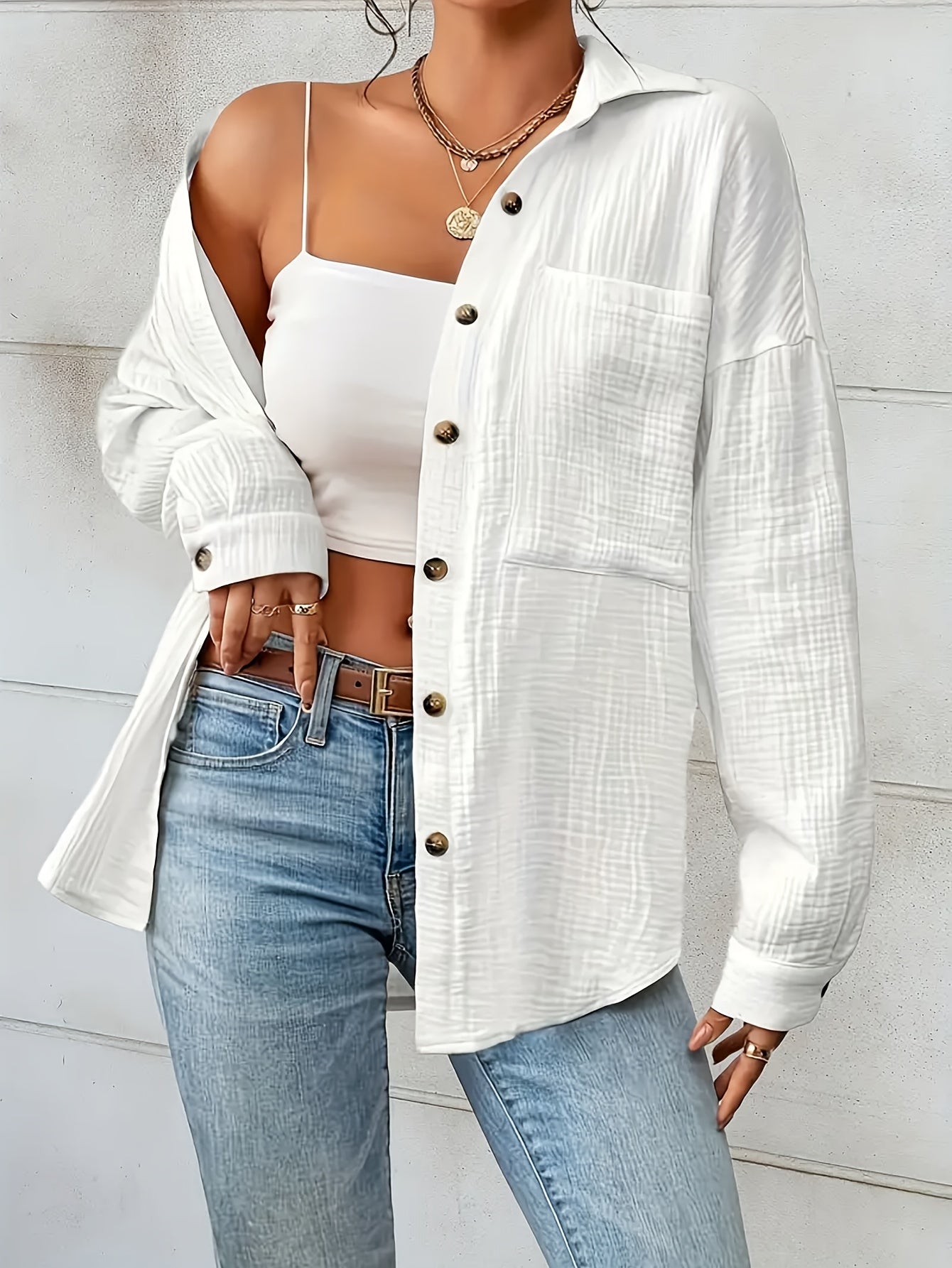Ina | Damen Weiße Leinenbluse
