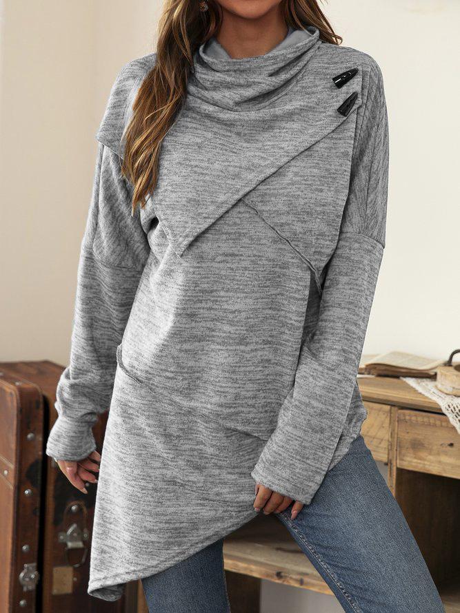 Asymmetrisches Sommer-Shirt mit Wasserfallkragen - Liora