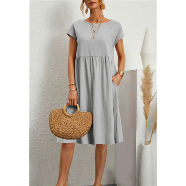 A-Linien Jersey Midi Kleid mit Kurzen Ärmeln für Sommer 2025 - Maxine Musthave