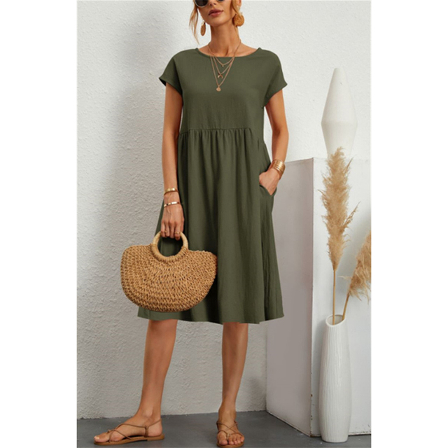 A-Linien Jersey Midi Kleid mit Kurzen Ärmeln für Sommer 2025 - Maxine Musthave