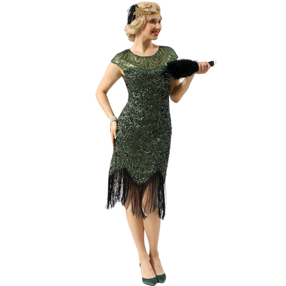 Kleid Luisa 2025 Frühling Pailletten und Fransen im 1920er Jahre Stil