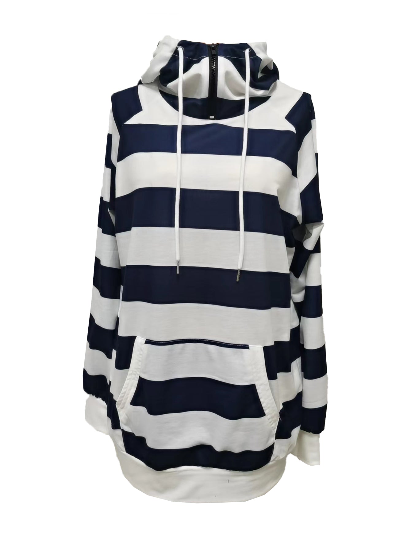 WW | Gestreifter Hoodie mit Reißverschluss und Kordelzug
