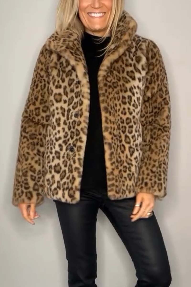 Valentina - Klassischer Damen Wintermantel Mit Leopardenmuster