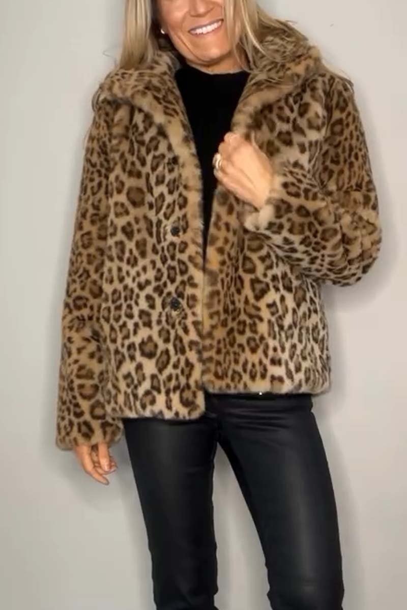 Valentina - Klassischer Damen Wintermantel Mit Leopardenmuster