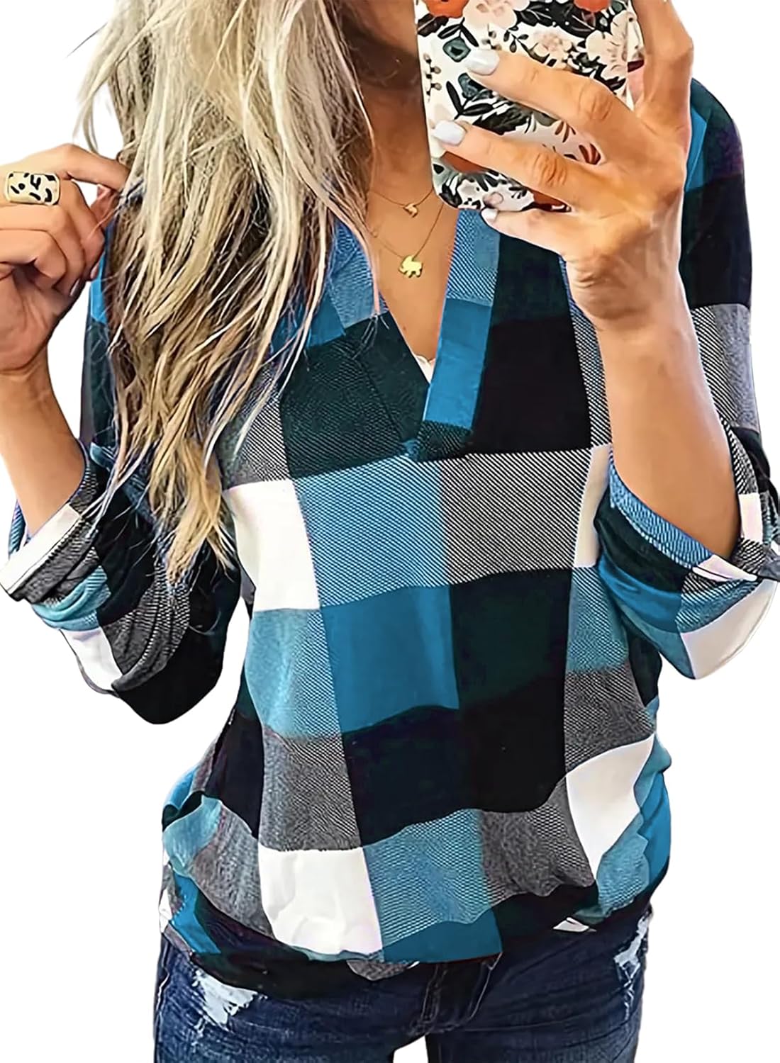 Stilvolle Frühlings-Casual-Karierte Damenbluse - Lara
