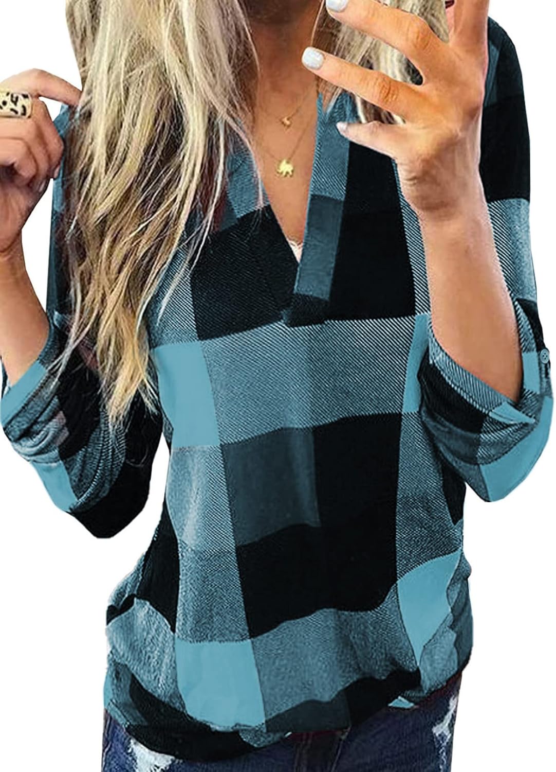 Stilvolle Frühlings-Casual-Karierte Damenbluse - Lara