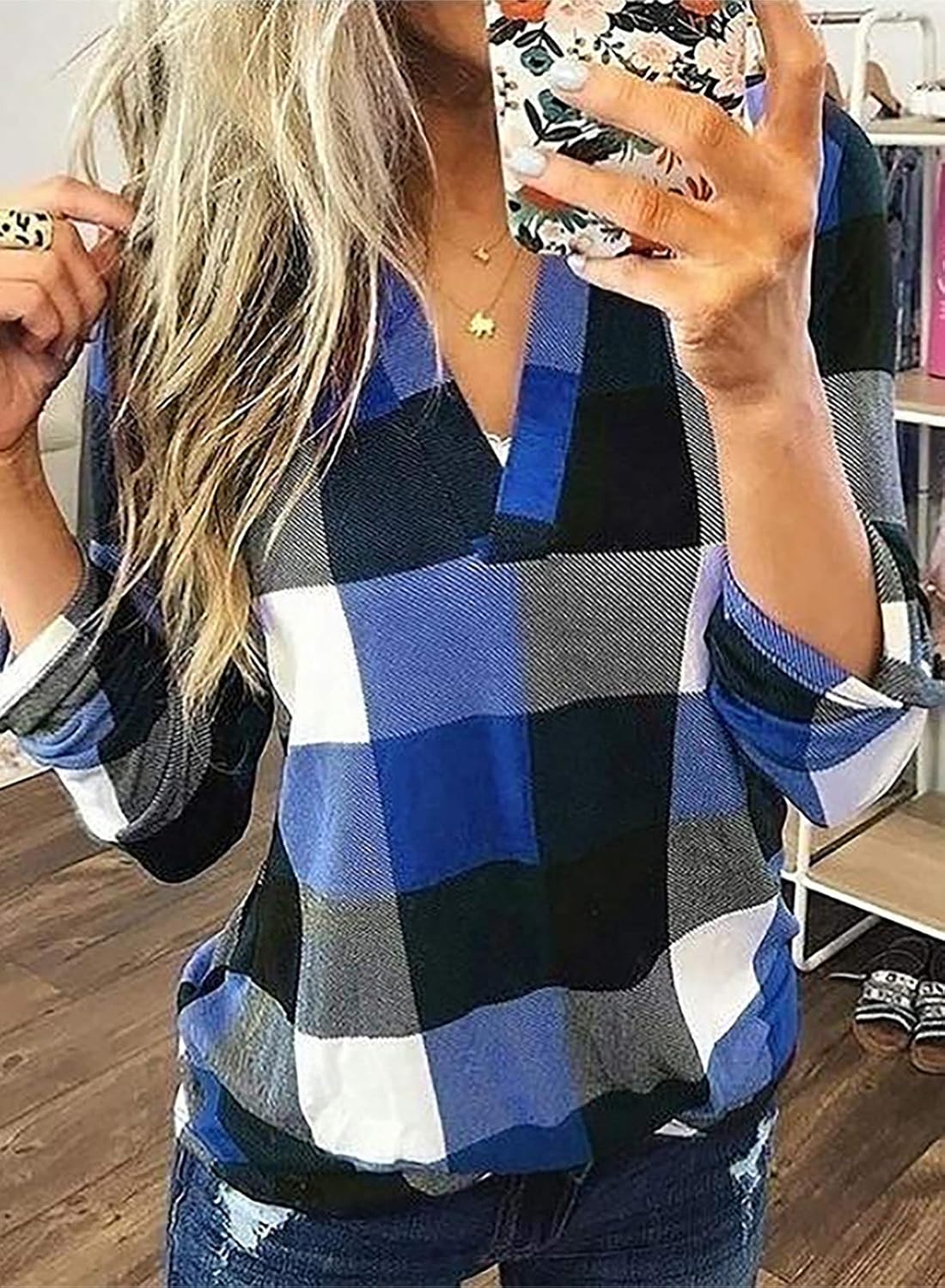Stilvolle Frühlings-Casual-Karierte Damenbluse - Lara