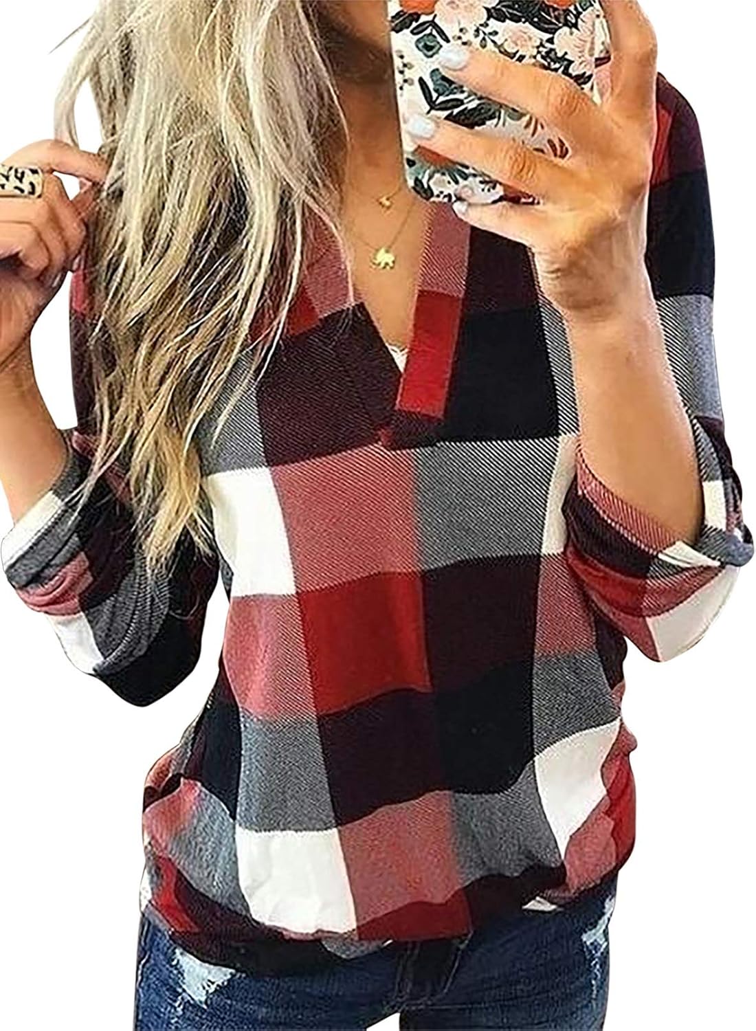 Stilvolle Frühlings-Casual-Karierte Damenbluse - Lara