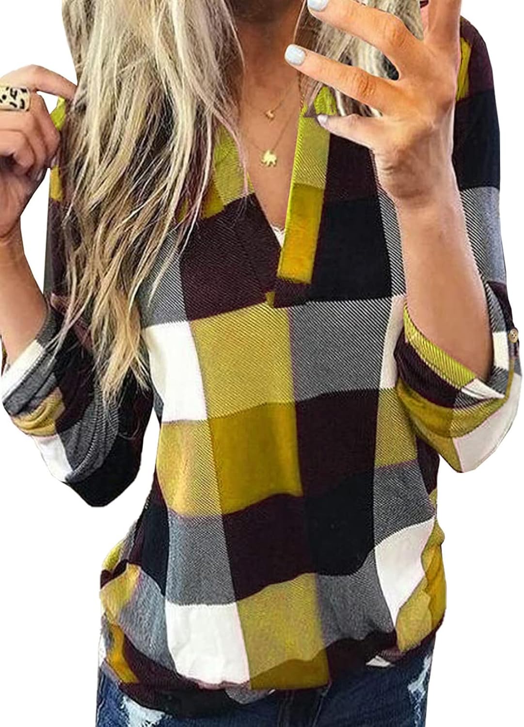 Stilvolle Frühlings-Casual-Karierte Damenbluse - Lara