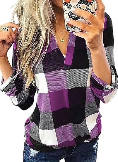 Stilvolle Frühlings-Casual-Karierte Damenbluse - Lara